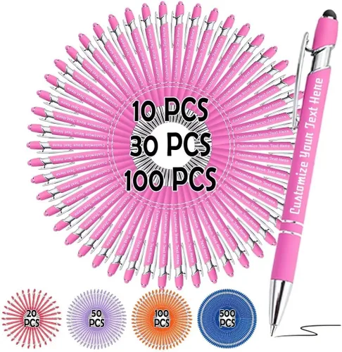 Vista 9 de Bolígrafos personalizados, bolígrafo grabado personalizado con punta de lápiz capacitivo, bolígrafo de tinta retráctil personalizado para escritura