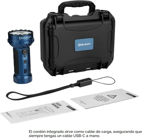 Vista 9 de OLIGHT Marauder Mini 2 linterna de alto lúmenes 5 modos de iluminación azul medianoche 10,000LM y 750M, carga dual tipo C y MCC3, IPX8