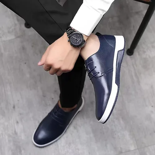 Vista 6 de BSROT Zapatos Oxford casuales para hombre, zapatos de vestir con cordones, cómodos zapatos deportivos de moda