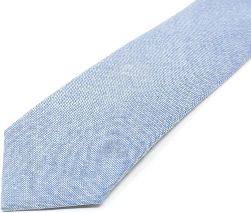 Vista 71 de Corbata delgada de algodón cambray para hombre, estilo desgastado texturizado - 2 1/2 pulgadas de ancho