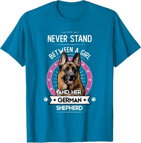 Vista 14 de Never Stand Between A Girl and Her German Shepherd T-Shirt Asphalt Grey
