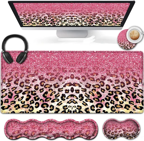 Vista 10 de Alfombrilla grande para mouse, extendida para juegos de 31.5 x 11.8 pulgadas, soporte ergonómico de espuma viscoelástica para teclado