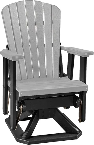 Vista 12 de DutchCrafters Slat Fan Back Poly Adirondack Swivel Glider Outdoor Patio Chair (Black)