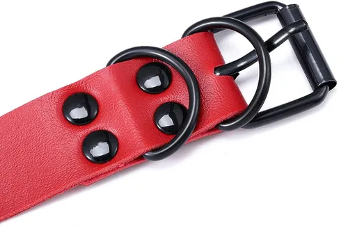 Vista 4 de Gangel Gargantilla circular de piel sintética con collar de roca gótica ajustable accesorio para disfraz de cosplay paquete de 1