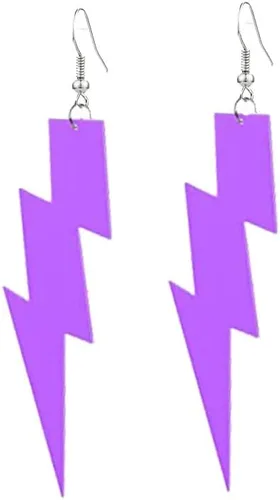 Vista 24 de Pendientes con colgante RUIZHEN con forma de rayo para mujer, con colores a elegir, acrílico exagerado 6 pares conjunto-1