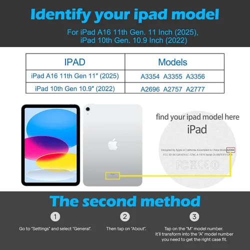 Vista 2 de Funda de cuero Gexmil para iPad (A16) de 11ª generación de 11 pulgadas 2025, funda para iPad de 10ª generación de 10.9 pulgadas 2022, funda