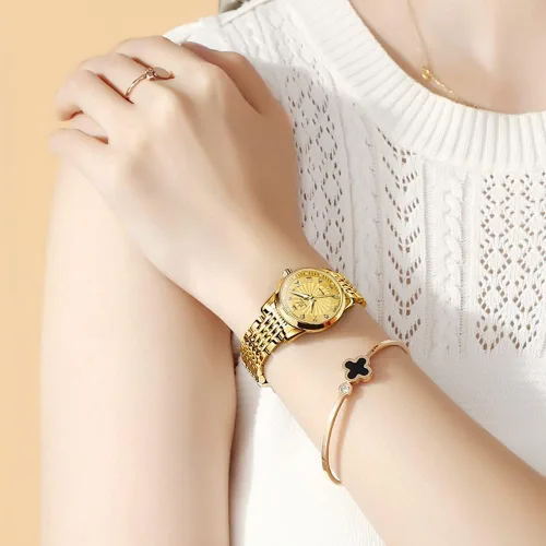 Vista 3 de OLEVS Reloj automático de mujer con diamantes mecánico de cuerda automática a la moda elegante reloj de pulsera luminoso impermeable de acero