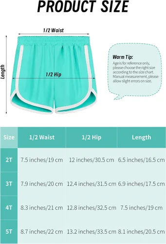 Vista 2 de Resinta Paquete de 4 pantalones cortos activos para niñas y niños pequeños, de secado rápido, pantalones cortos deportivos para correr, pantalones