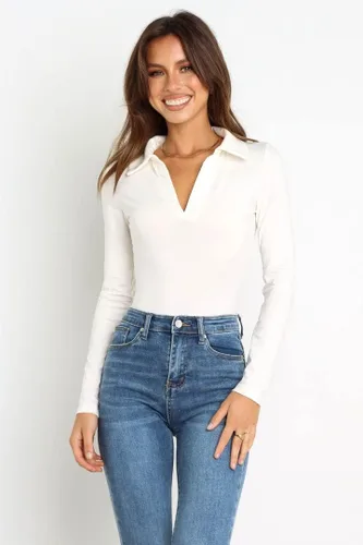 Vista 2 de OWIN Body sexy de manga larga con cuello en V para mujer, elástico, acanalado, leotardo con cuello