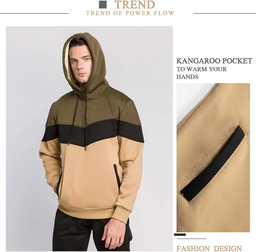 Vista 3 de Gesean Men's Novelty Color Block Pullover Fleece Hoodie Long Sleeve Casual Sweatshirt with Pocket