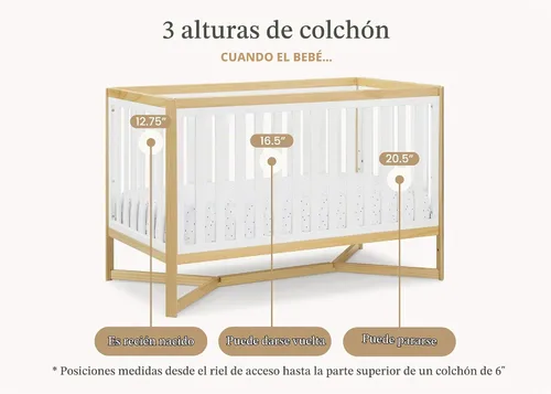 Vista 9 de Delta Children Tribeca - Cuna convertible 4 en 1, color blanco bianca/natural