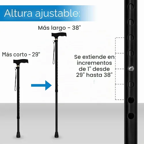 Vista 3 de RMS Bastón para caminar – Bastón ajustable – Bastón de aluminio ligero con mango ergonómico y correa para la muñeca – Ayuda ideal para la vida