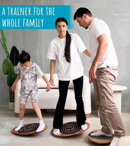 Vista 5 de Tabla de equilibrio de madera con laberinto laberinto de 23 x 14 pulgadas – Entrenador de fuerza y coordinación para terapia física, fitness