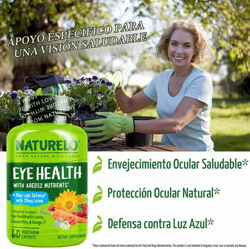 Vista 4 de NATURELO Vitaminas para los Ojos - Fórmula AREDS 2 Nutrientes con Luteína, Zeaxantina, Vitamina C, E, Zinc, Más DHA - Suplemento para Ojos Secos