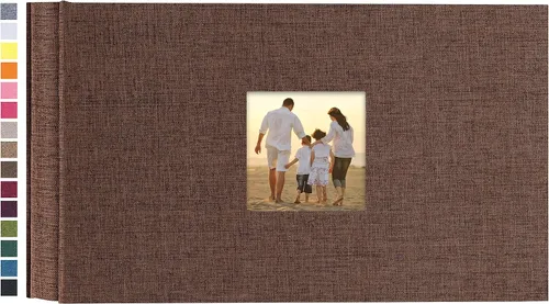Vista 32 de potricher - Álbum de fotos pequeño para 100 fotos de 4 x 6 pulgadas, con portada de lino con foto, familiar, para bodas, aniversarios, bebés o Beige