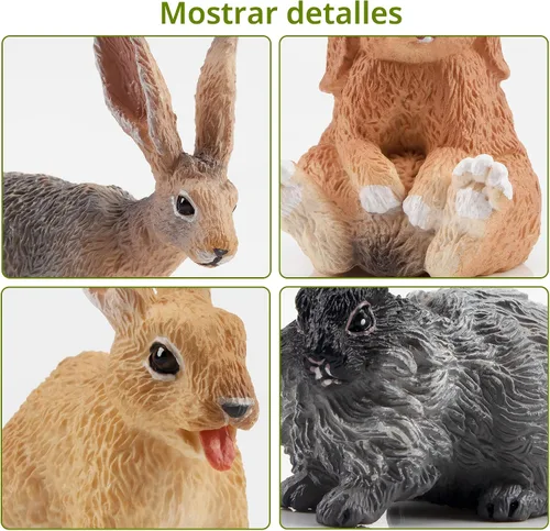 Vista 6 de Toymany 12 figuras de conejo de Pascua para niños, figuras de conejo, juguete de animales de granja para decoración de pasteles, recuerdos de fiesta