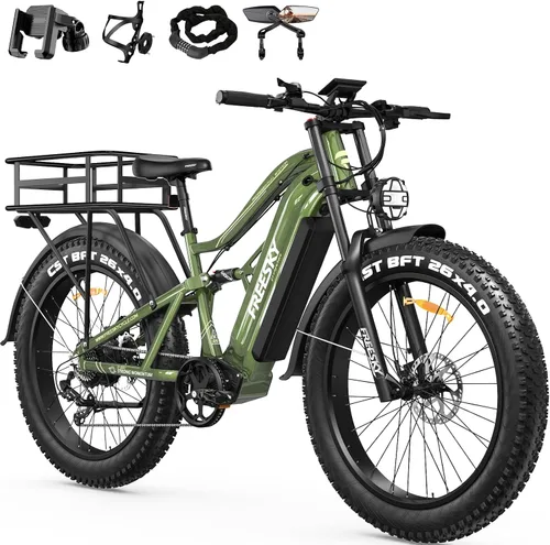 Vista 16 de FREESKY Bicicleta eléctrica para adultos, motor BAFANG de 4000W, batería LG Negro clásico