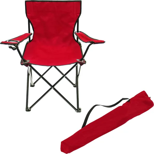 Vista 4 de Trademark Innovations Silla plegable de campamento de playa para exteriores, 18 pulgadas de largo x 31 pulgadas de ancho x 32 pulgadas de alto, rojo