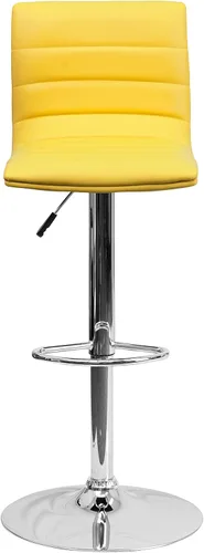 Vista 48 de Flash Funiture silla de bar ajustable con base cromada, Vinilo, Gris