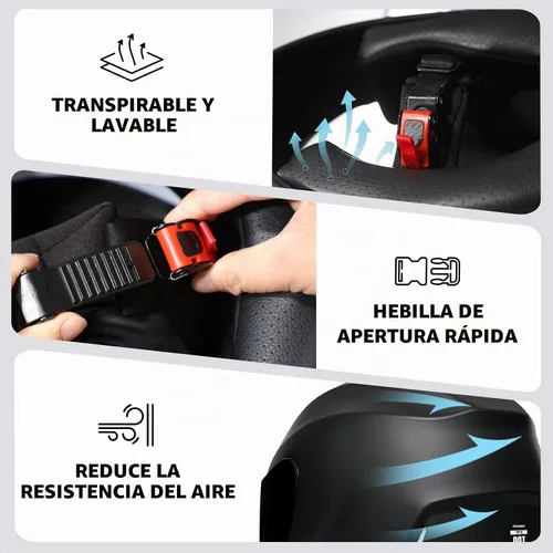 Vista 6 de TRIANGLE Casco de motocicleta de cara completa aprobado por DOT para hombres y mujeres, bicicleta de calle Negro mate