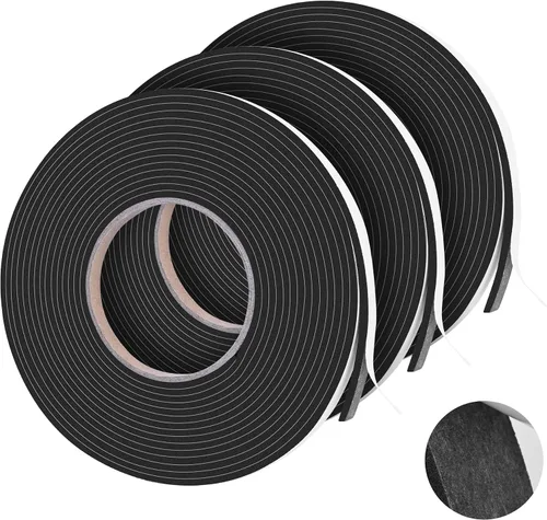 Vista 12 de 20 pies de cintas de espuma autoadhesivas Tiras de sello de espuma de 1 pulgada x 1/2 pulgada x 10 pies cada rollo Burletes de alta resistencia