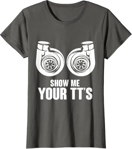 Vista 56 de Funny Show Me Your TT's Twin Turbo Car Racing Camiseta, Negro, S