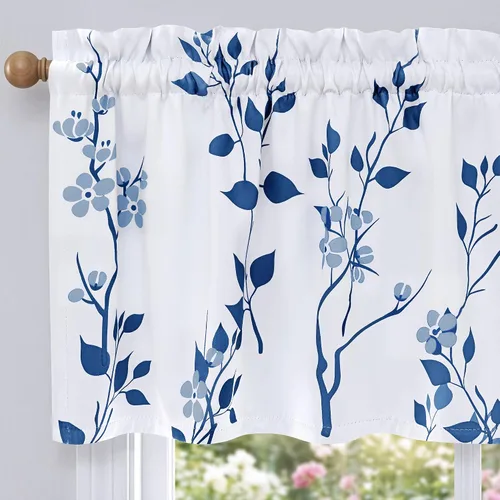 Vista 39 de Beauoop Cortinas Florales 100% Opacas de 54 Pulgadas de Largo, 2 Paneles para Dormitorio, Sala de Estar, Azul Gris y Blanco con Patrón de Flores