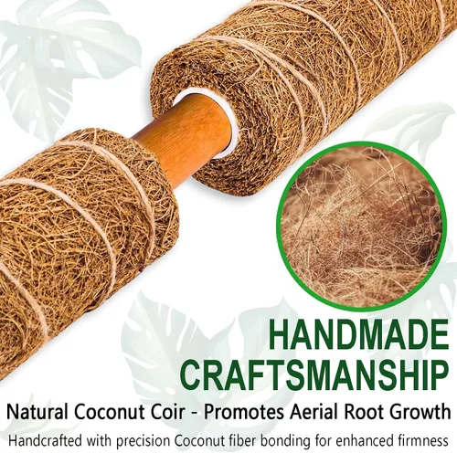 Vista 4 de Soupiar Paquete de 2 postes de musgo apilables de 22 pulgadas, grueso y resistente, soporte de plantas de coco natural y estacas de jardín