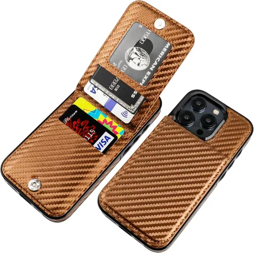 Vista 10 de KIHUWEY Compatible con iPhone 15 Pro Funda Cartera con Soporte para Tarjetas de Crédito, Tapa de Cuero Premium con Cierre Magnético y Soporte, Funda