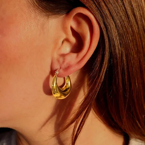 Vista 8 de Juego de 3 pares de aretes de aro gruesos de oroplata para mujer, chapados en oro de 14 quilates, delicados, hipoalergénicos, ligeros, gruesos