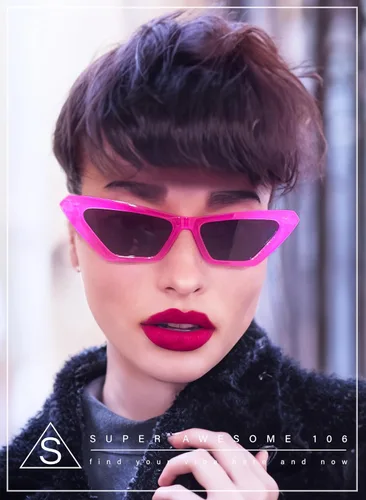 Vista 2 de Gafas de sol cuadradas de ojo de gato de los años 80 de neón para mujer