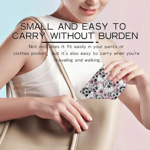 Vista 7 de Bonita cartera de cuero para mujer y niña, doble pliegue, tarjeta de crédito, billetera cero, adecuada para carteras de hombres y mujeres, Cartera