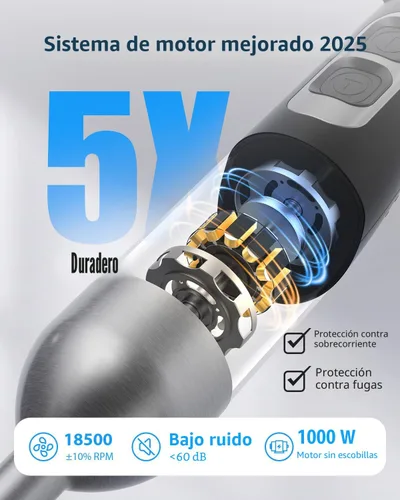 Vista 2 de Batidora de Inmersión Potente de 1000W de SHEANLAH, Nueva Actualización de 2025, Batidora de Mano con 25 Velocidades y Motor de Cobre de Alta