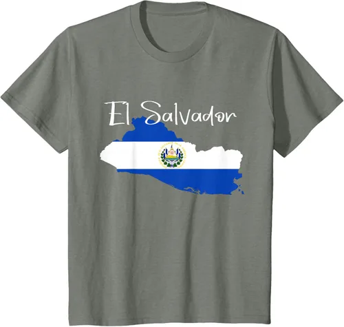 Vista 83 de Camiseta con la bandera de El Salvador, mapa de El Salvador, camiseta de Salvador para mujer