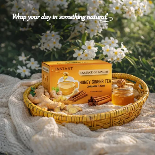 Vista 5 de Life Plus Style Gourmet Essence of Ginger Honey Ginger Canela, té de hierbas 20 paquetes de té instantáneo en polvo, sin cafeína, mezcla de canela