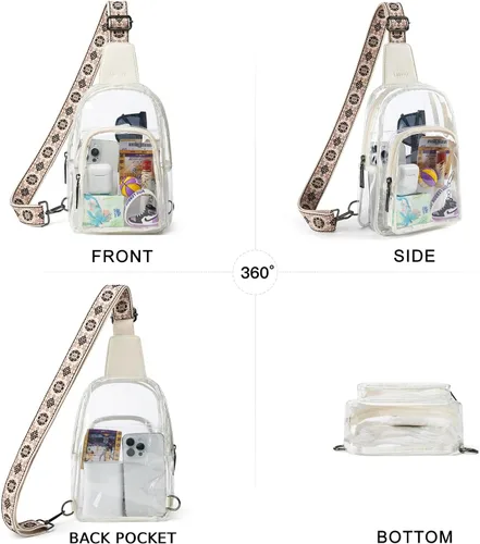 Vista 7 de LATMAP Bolsa transparente para eventos de estadio, bolso transparente para mujer, bolsa cruzada de estadio, bolsa transparente para conciertos