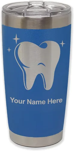 Vista 29 de LaserGram Vaso aislado al vacío de 20 onzas, con diente, grabado personalizado incluido (negro)