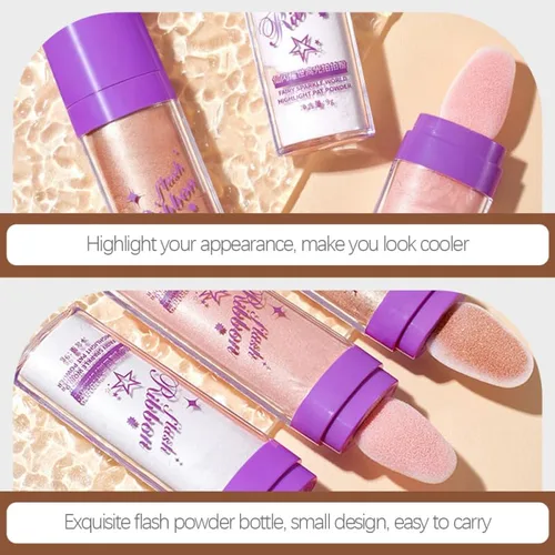 Vista 9 de FOMIYES 3 unidades de polvo iluminador para rostro, cuerpo y cabello, polvo brillante de palmaditas rosa perla y marrón dorado para tonos de piel