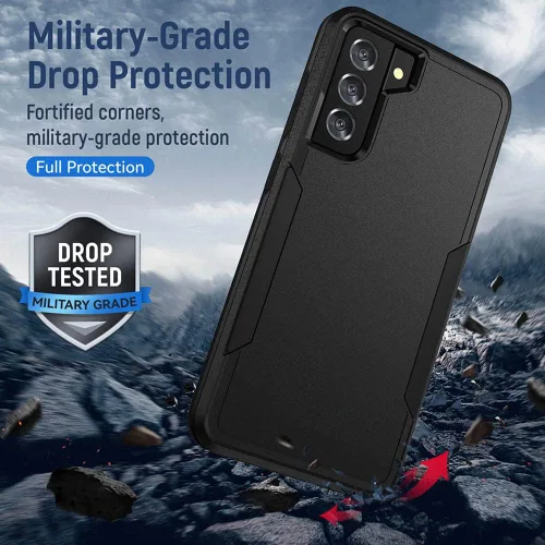Vista 7 de Funda para Samsung Galaxy S21 (no para S21 Plus y S21 Ultra), resistente, a prueba de golpes, de grado militar, soporte de carga inalámbrica