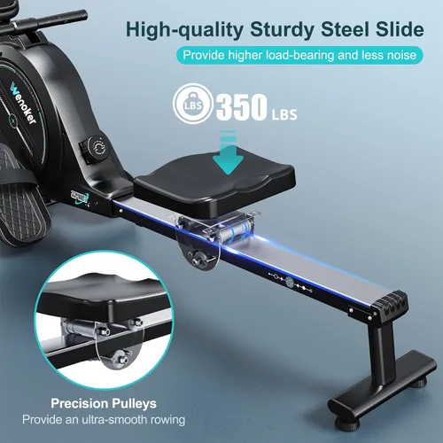 Vista 6 de Wenoker Rowing Machine for Home, Magnetic Rower Machine, 350 LB Weight Capacity, 16-Level Silent Resistance Row Machine for Gym Exercise Full-Body