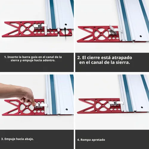 Vista 4 de Guía cuadrada de sierra de pista de aluminio de 13.4 pulgadas, fresado CNC de 90°, tope de ángulo recto para sierras circulares, compatible