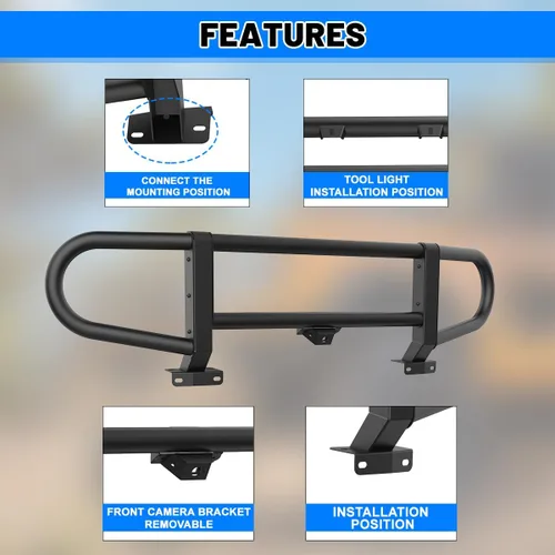 Vista 8 de Protección de rejilla para parachoques delantero ROXX para Ford Bronco 2021-2025 con parachoques delantero modular de fábrica,