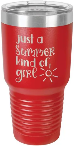 Vista 11 de JUST A SUMMER KIND OF GIRL Vaso de 30 oz con pajita y tapa superior deslizante Taza de viaje de acero inoxidable Comparar con Yeti Rambler