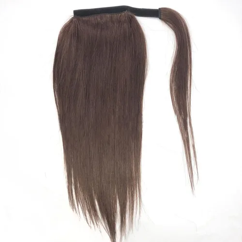 Vista 6 de Extensión de cola de caballo de cabello humano lacio envolvente alrededor de la cola de caballo, extensión de cabello de 8 pulgadas, color natural