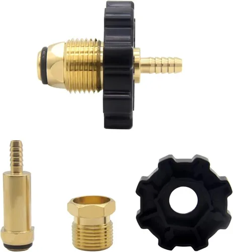 Vista 2 de Adaptador de montaje de gas propano POL de nariz suave Hooshing con lengüeta de manguera de 1/4