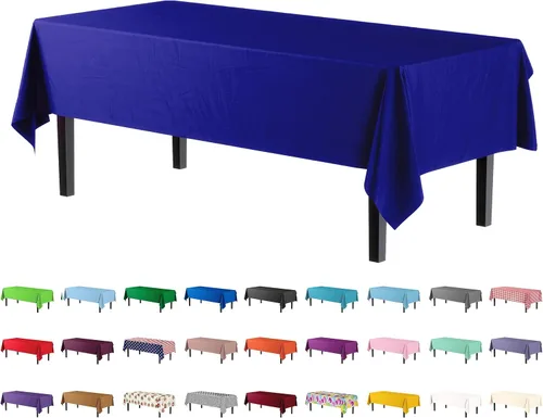 Vista 27 de Party Solids Paquete de 4 manteles de plástico color azul aguamarina, 54 x 108 pulgadas, mantel desechable para fiestas y pícnics