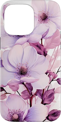 Vista 21 de Funda para iPhone 17, diseño de flores de magnolia rosa y morado lavanda
