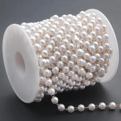 Vista 10 de UMAOKANG Cadena de Eslabones de Perlas de Imitación de 32.8 Pies Rollo de Cadena de Cuentas Cadena de Collar de Cobre a Granel con Carrete