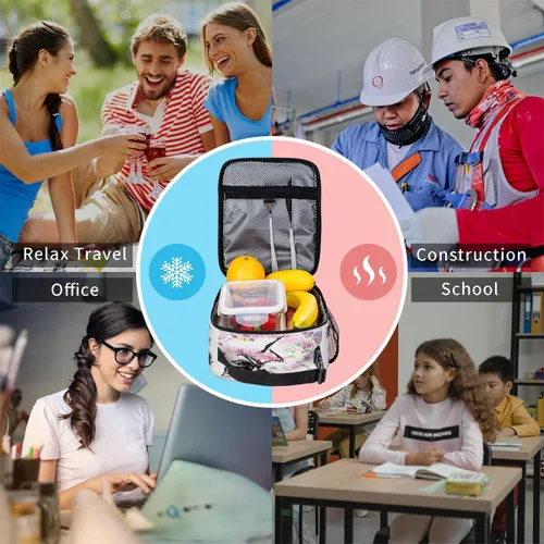 Vista 9 de Bolsa de almuerzo para niños con diseño de mariposas y flores con aislamiento térmico para niños y niñas, para el regreso a la escuela