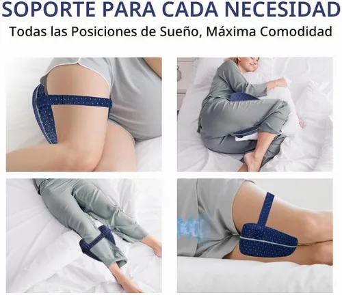 Vista 5 de Almohada de rodilla para dormir de lado, almohada de alineación de cadera, almohadas de espuma viscoelástica para piernas para dormir con correa
